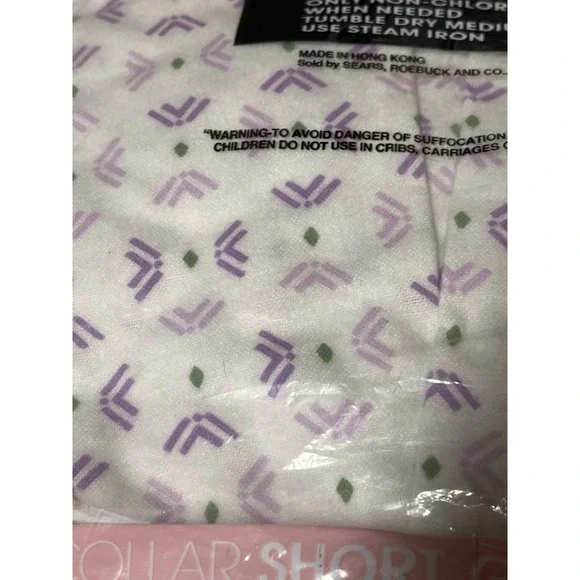 VTG Sears Carriage Court Short Flannel Nightgown Size L Purple Cotton NWT - Picture 7 of 7